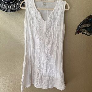 Cute Options White Beach Cover Up/ Summer V-Neck Dress